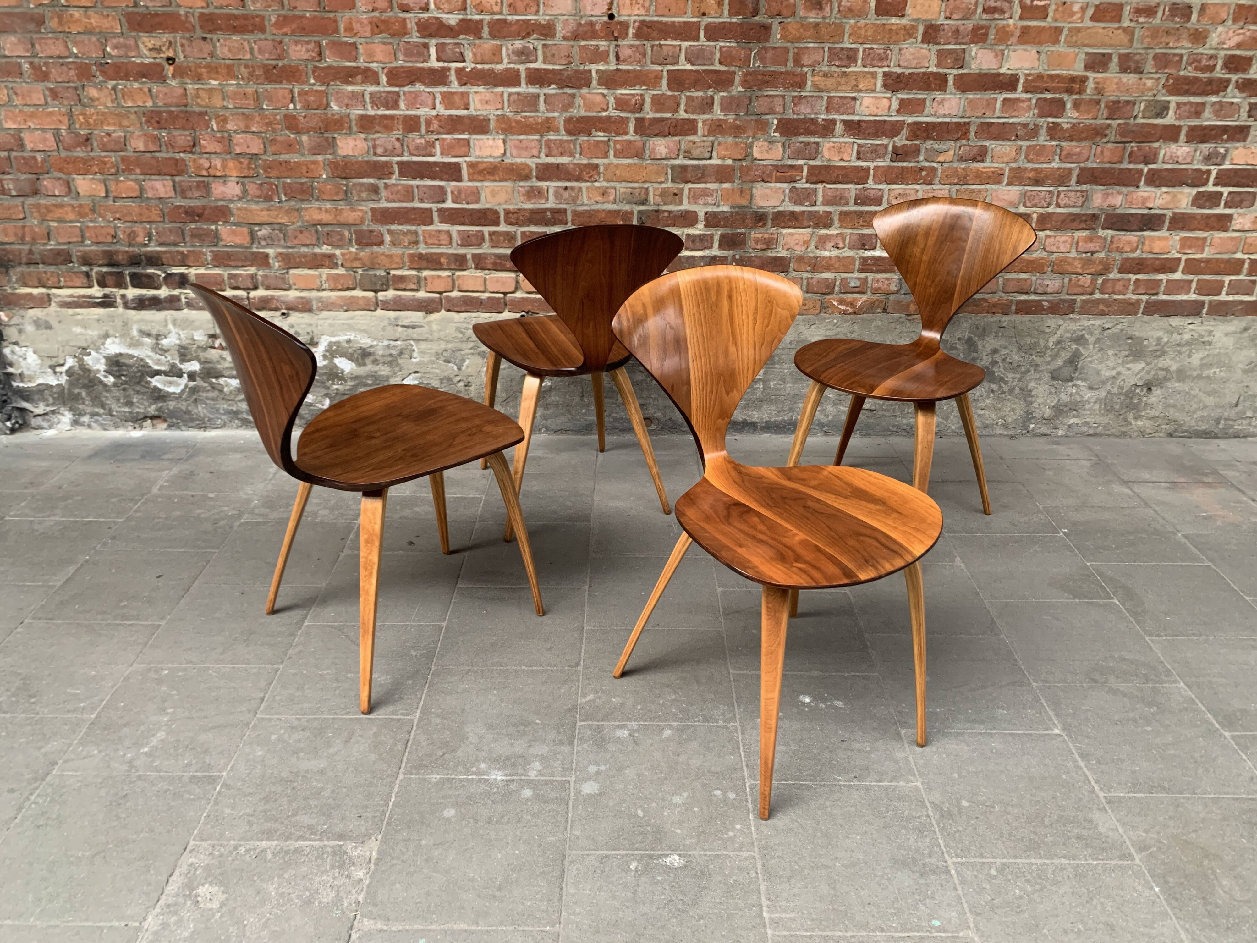 Set of 4 Norman Cherner chairs for Plycraft USA in teak, 1960s