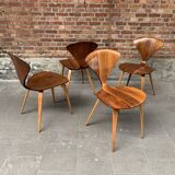 Set of 4 Norman Cherner chairs for Plycraft USA in teak, 1960s