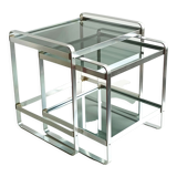 70s chrome metal and smoked glass nesting tables