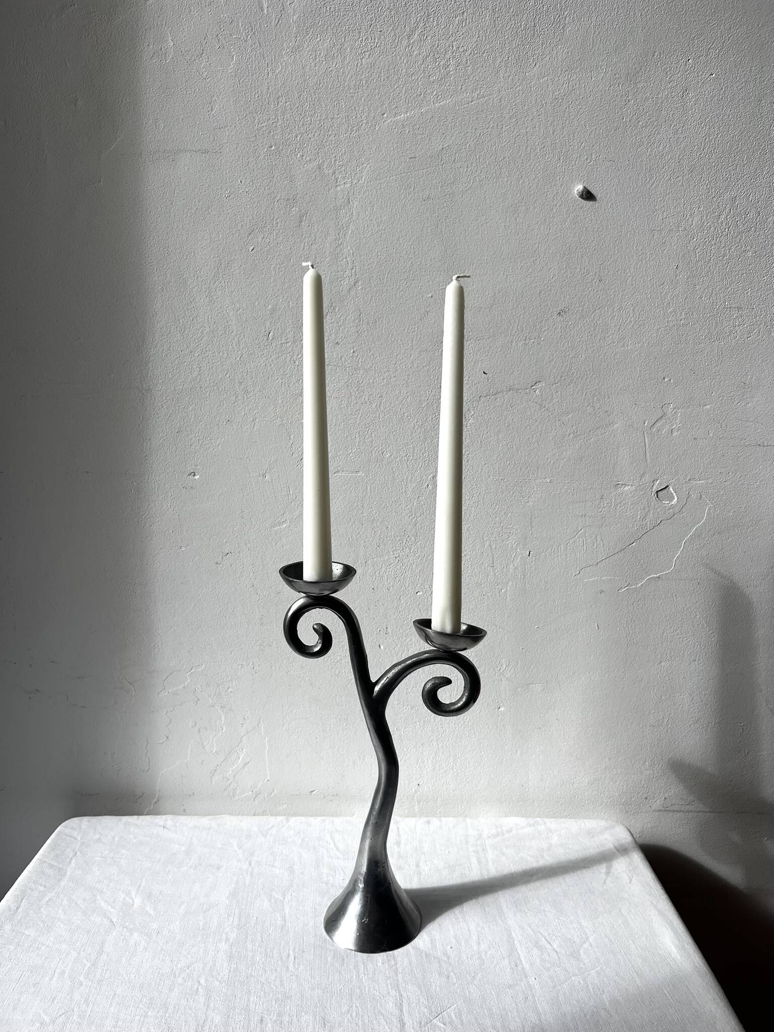Aluminium candlestick / candelabrum, spiral design