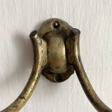 Antique double coat hook in solid brass