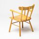 Danish organic armchair in solid birch, curved backrest, 1950s design.