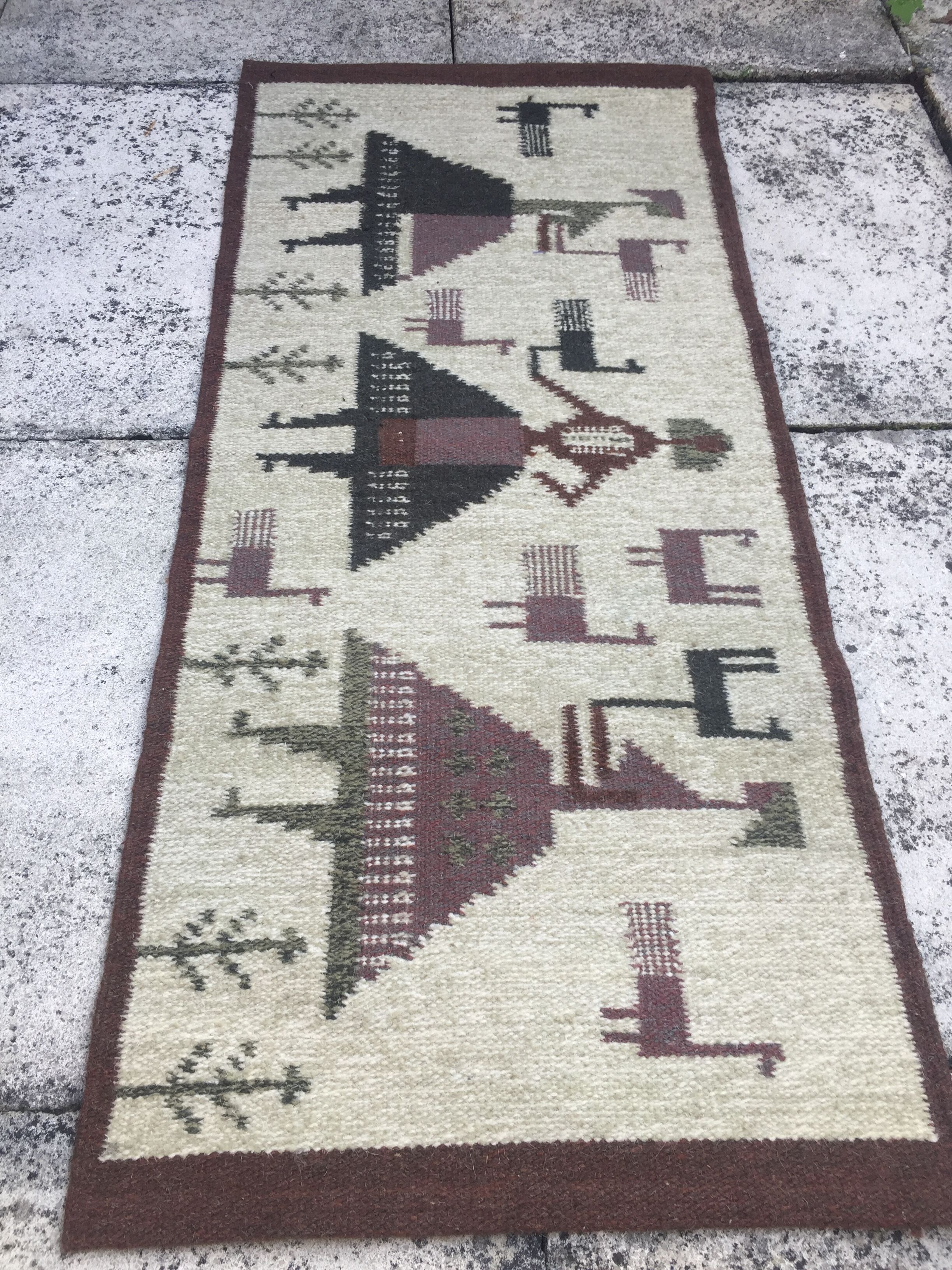 Swedish flat weave rug 1950