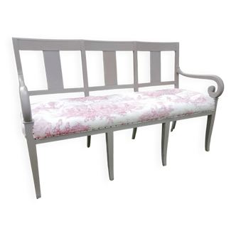 Empire style upholstered bench seat in Toile de Jouy