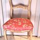 Wooden chair with varnished wood and red satin brocade fabric, 1920