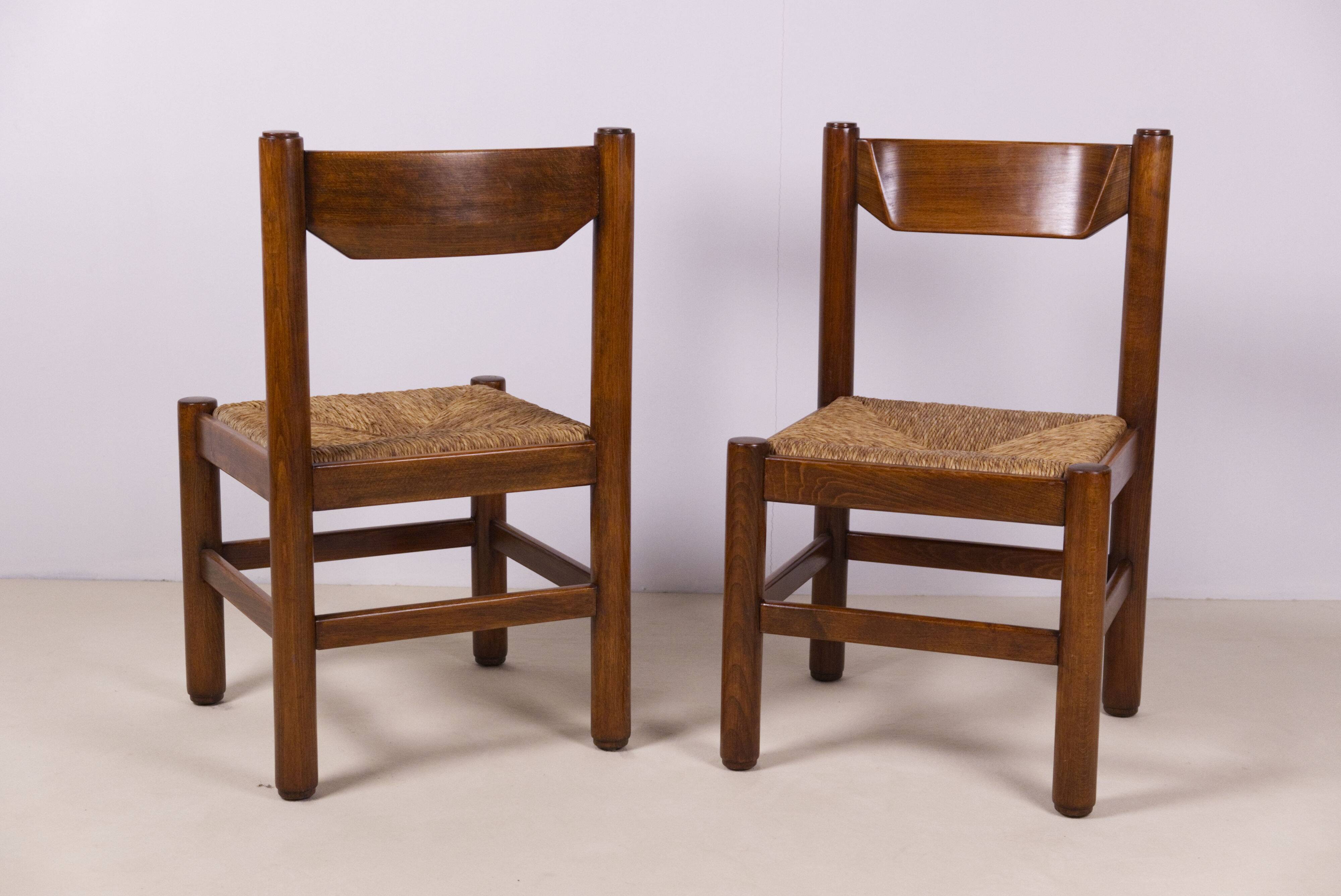 Pair of Beech and Rope Dining Chairs — in the Style Magistretti/Michelucci
