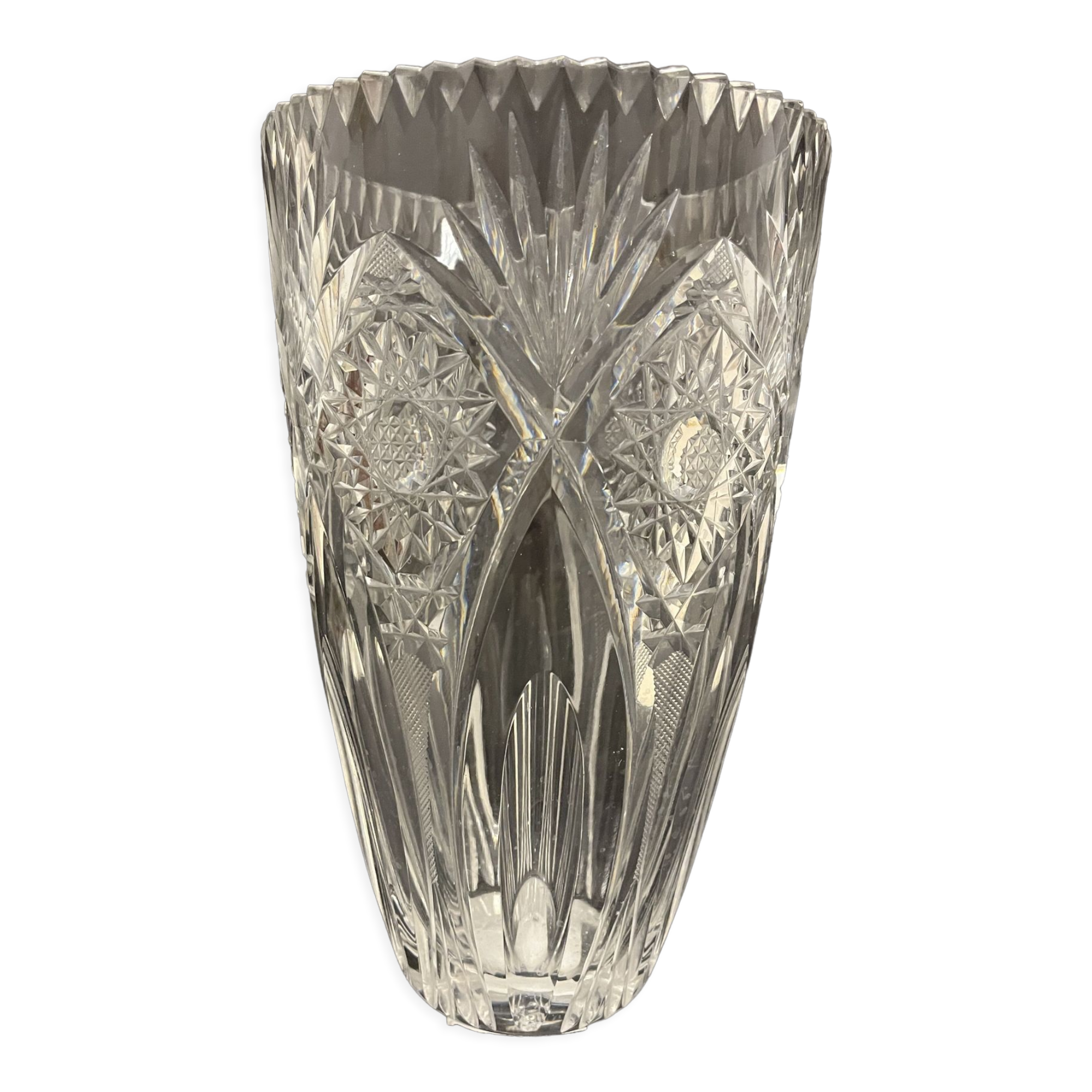 Carved crystal vase