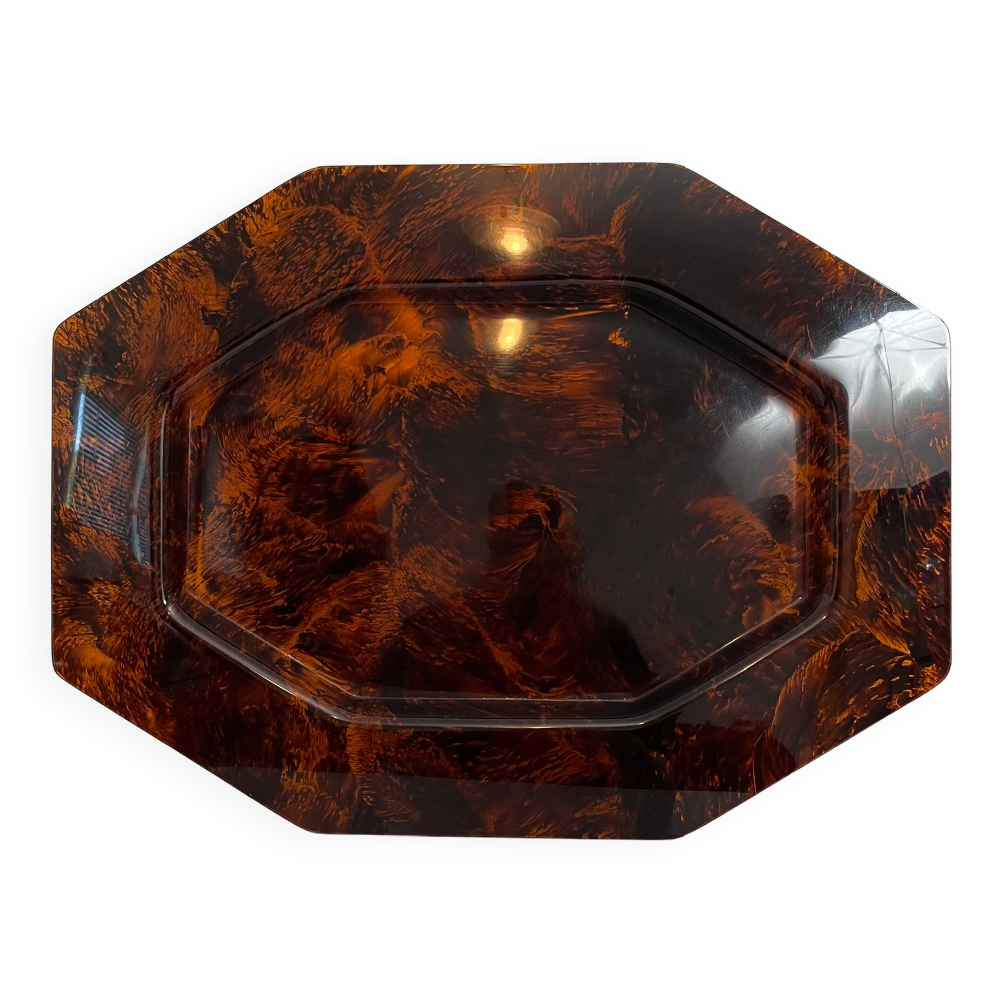 Vintage tortoiseshell hexagonal tortoiseshell serving tray