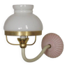 Applique de style lanterne française Plaque arrière en verre rose Bras en métal Abat-jour en verre 4687