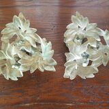 Pair of brass candlesticks decorated "flowers" 1970