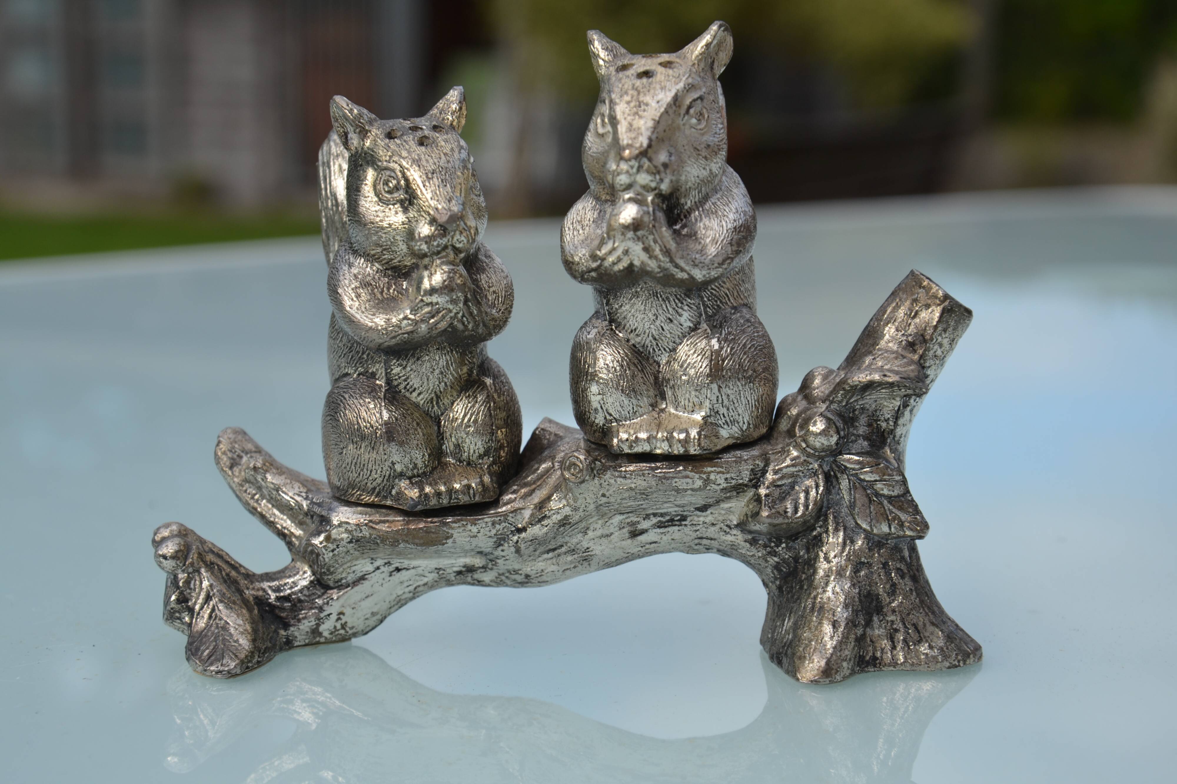 Silver-plated salt and pepper shakers "squirrel"
