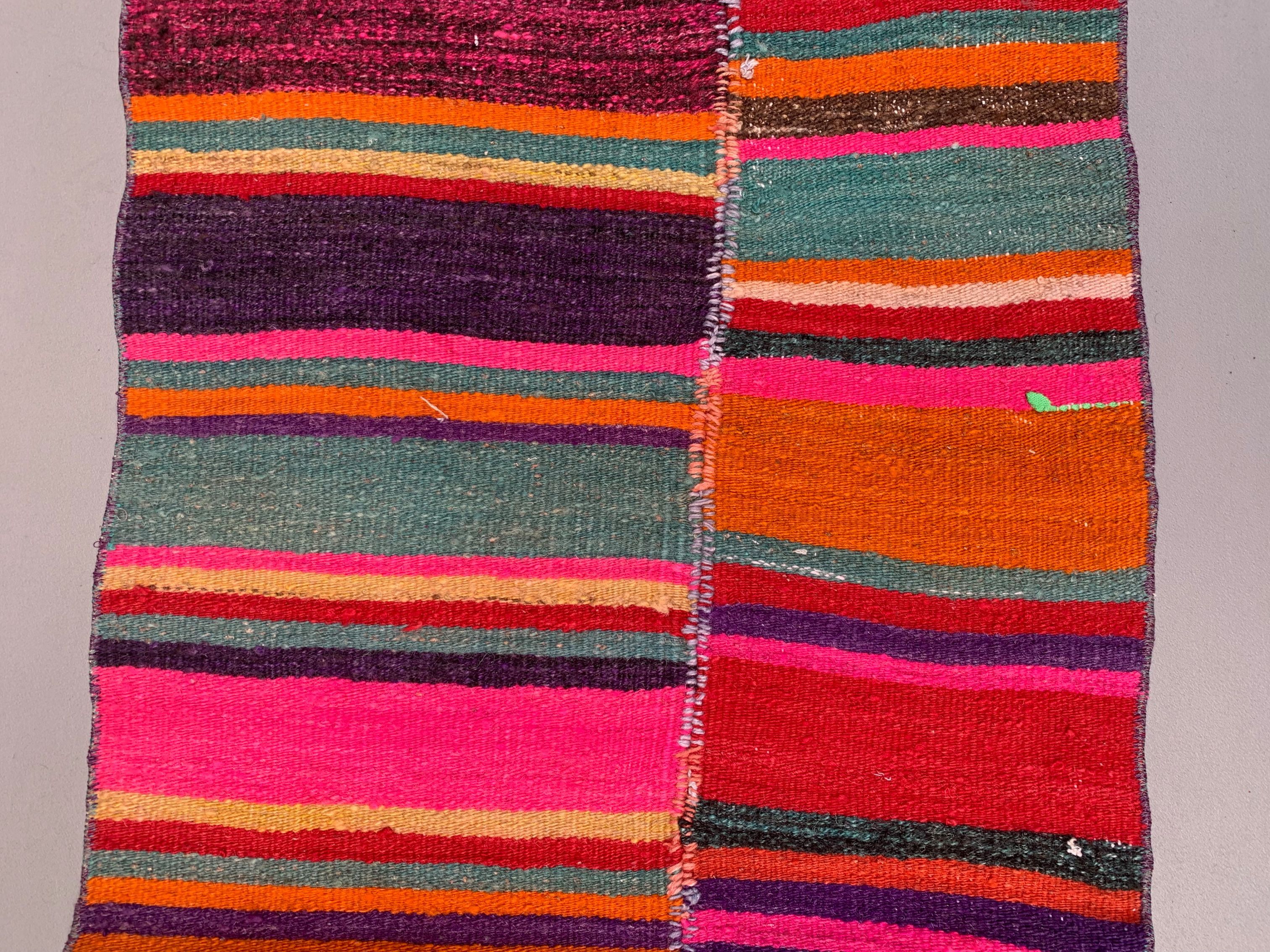 Old Turkish narrow Kilim Runner 266x58 cm shabby chic, vintage kelim