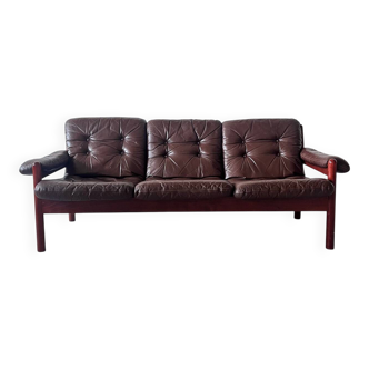 Three Seater Leather Sofa, 1970’s Sweden