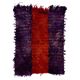 Vintage Hand-Knotted Shag Pile Tulu Rug in Red and Purple, 100% Mohair Wool