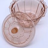 Sugar pot in worked pink glass