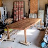Solid oak farmhouse table, 270x120 cm, with 4 drawers