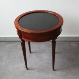 Side table-pedestal table in mahogany and marble, Empire style.