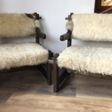 Side Chairs in Lambs Wool, Set of 2
