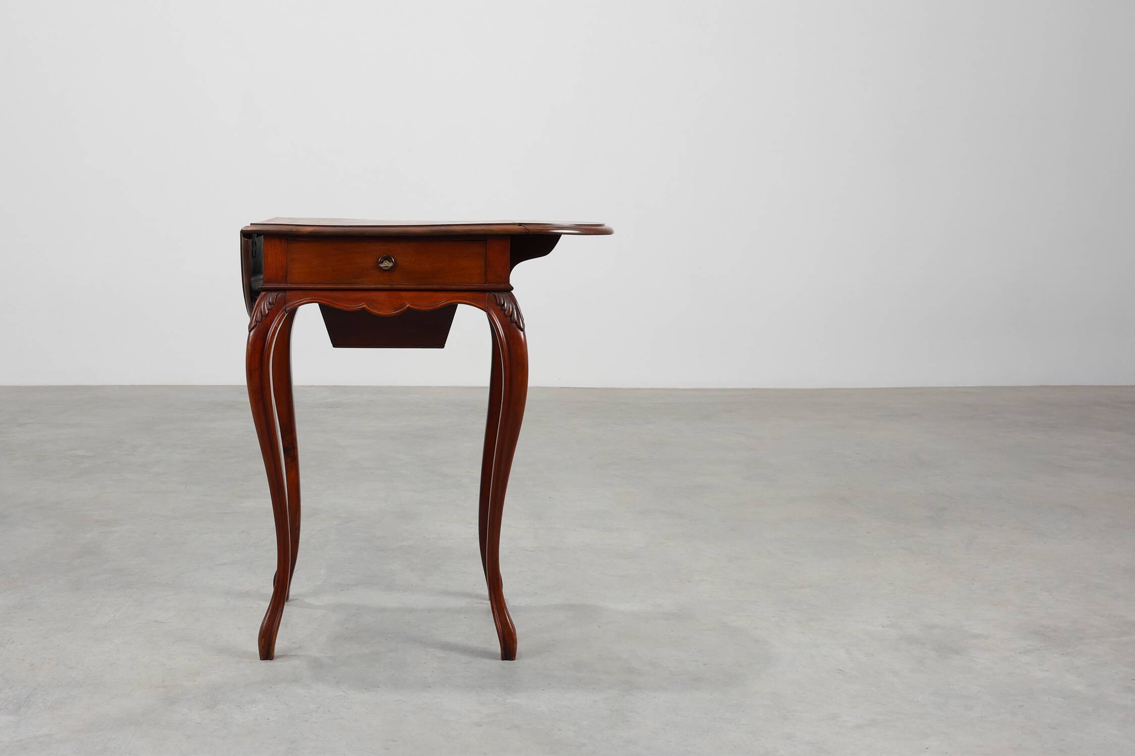 Late 19th‑Century French Louis XV Style Walnut Side Table with Drawer and S