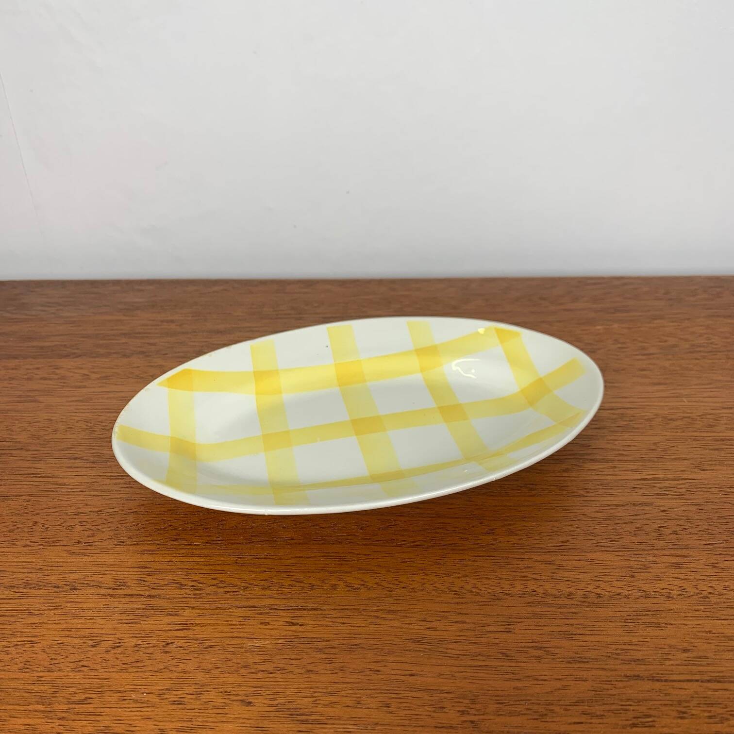 Small Ramekin Moulins des loups, orchies pattern yellow tablecloth, 1950