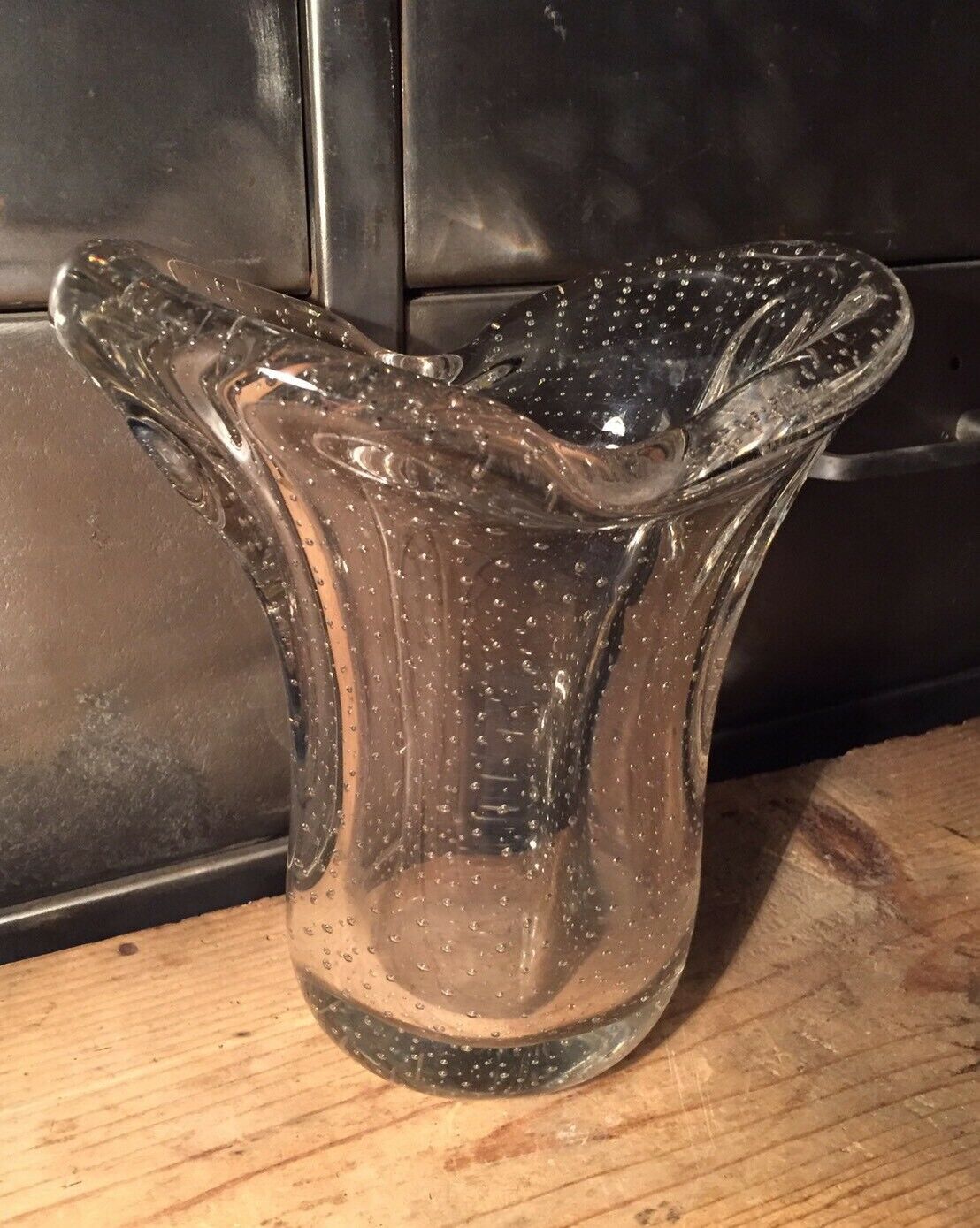 Bubbled blown glass vase Val St Lambert
