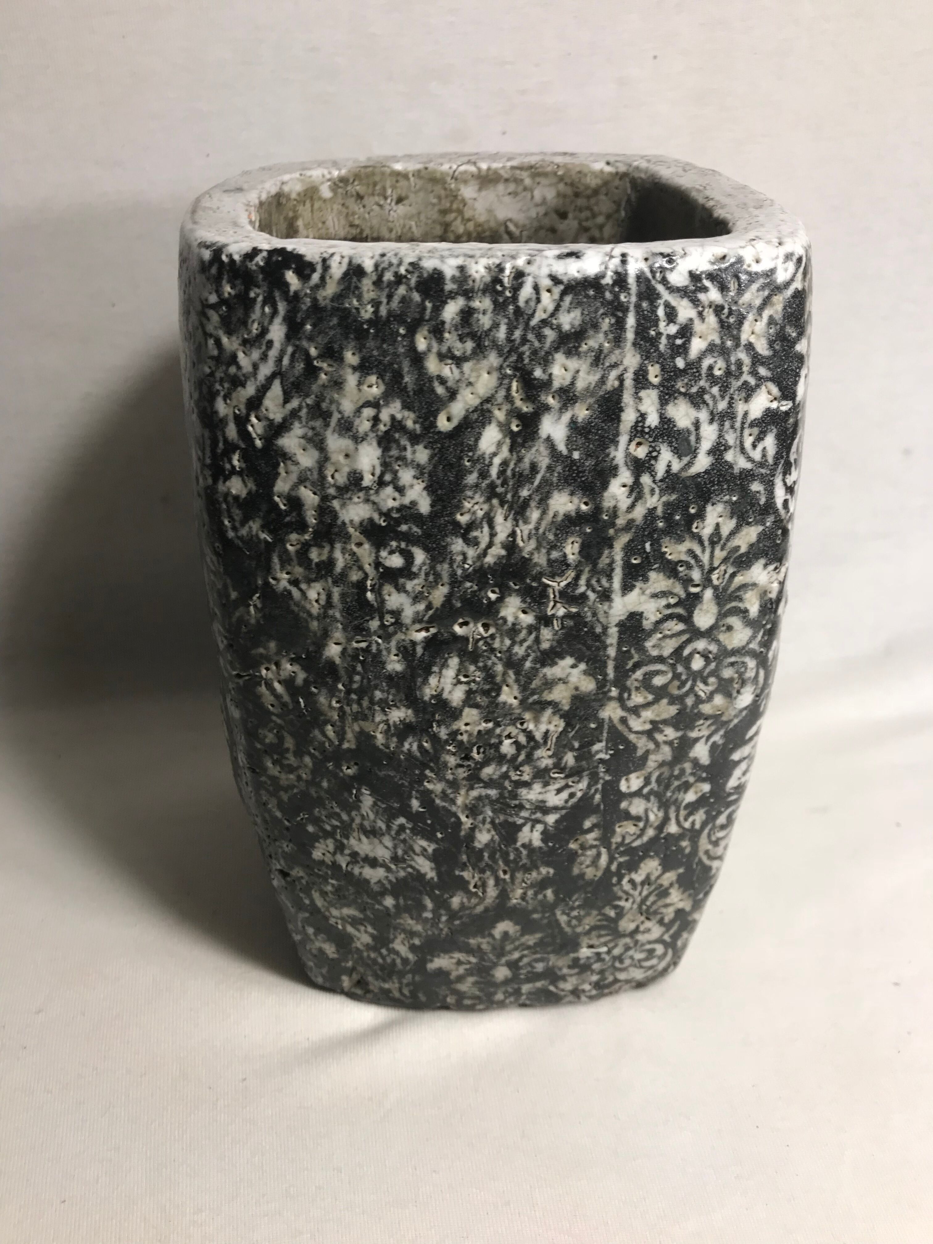 Old enamelled terracotta vase from the 70's vintage