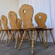 Set of 8 Vintage Tyrolean Heart Cutout Wooden Dining Chairs, Rustic Farmhou