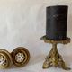 Large round door handles in gilded wood and Old Paris porcelain, circa 1900