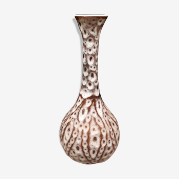 Vase à long col des années 20-40 grès émaillé signature d'artiste Tf