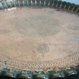 Islamic art Tray with ornaments  engraved copper with pewter coating traces