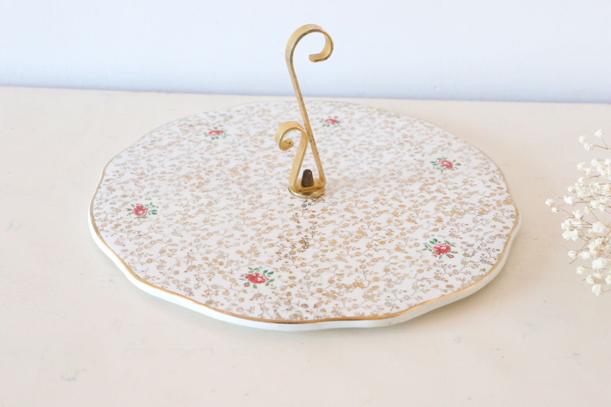 Servant/plateau dish, Villeroy and Boch, vintage, chrome and smoked glass