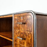 Bibliothèque Bauhaus, base en acier tubulaire, placage de noyer, années 1930