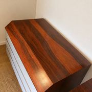Pair of vintage rosewood and brushed aluminium chests of drawers