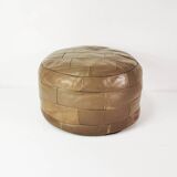 Patchwork leather pouf, Germany 1970s
