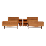 Pair of twin beds and bedside tables 1950