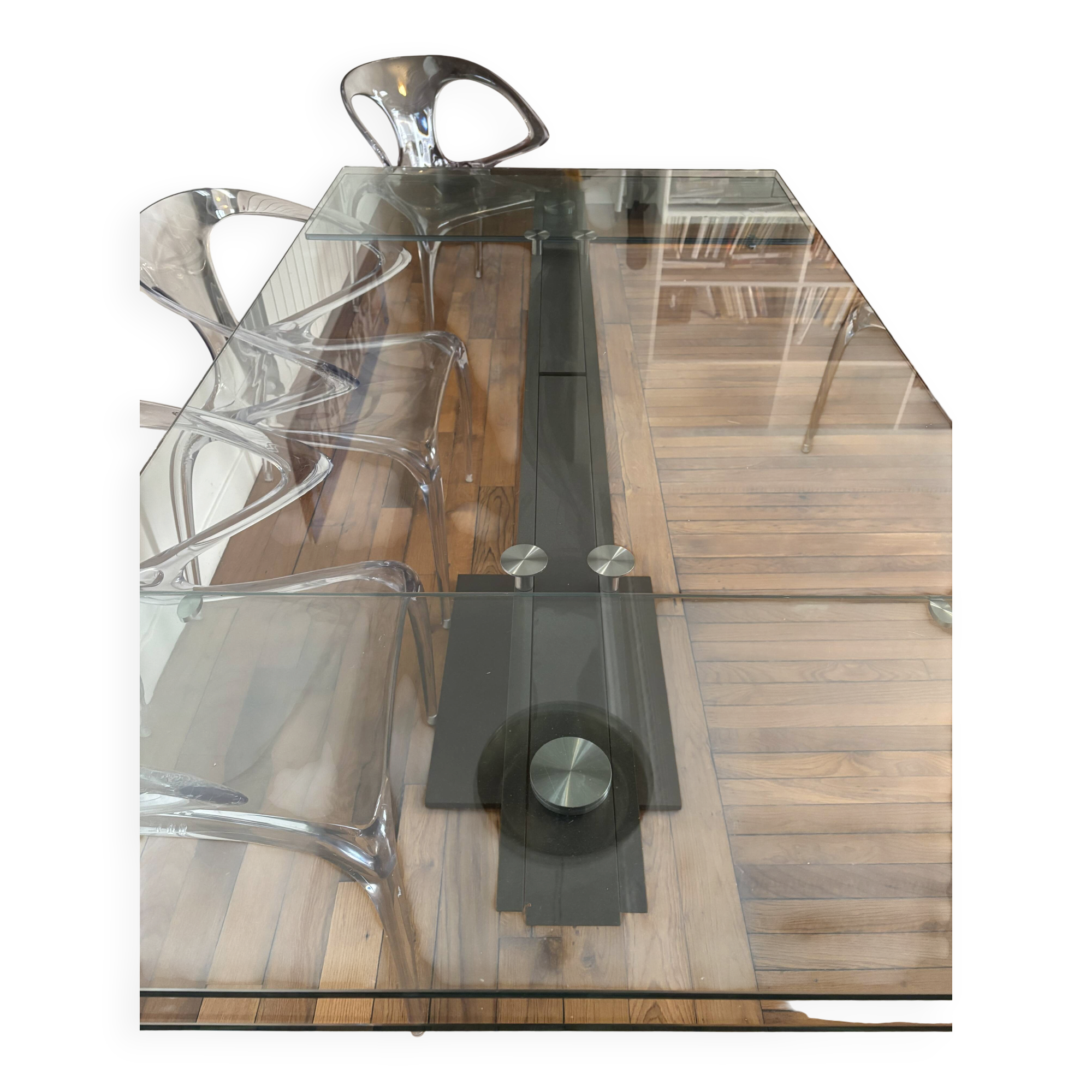 Table de repas roche bobois avec 2 allonges de 40 cm intégrées