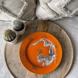 Ancienne assiette chinoise avec dragon porcelaine dragonware moriage 19 ème
