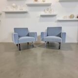 Set of 2 mid-century blue arm chairs, Germany 1950s