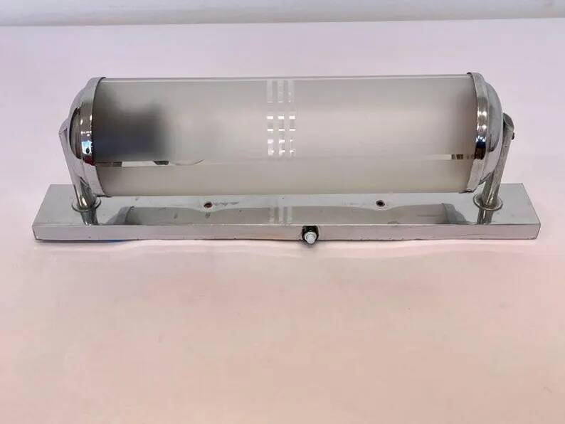 Chrome Bauhaus flush mount/ceiling light or Wall Lamp, 1940s - Czechoslovakia