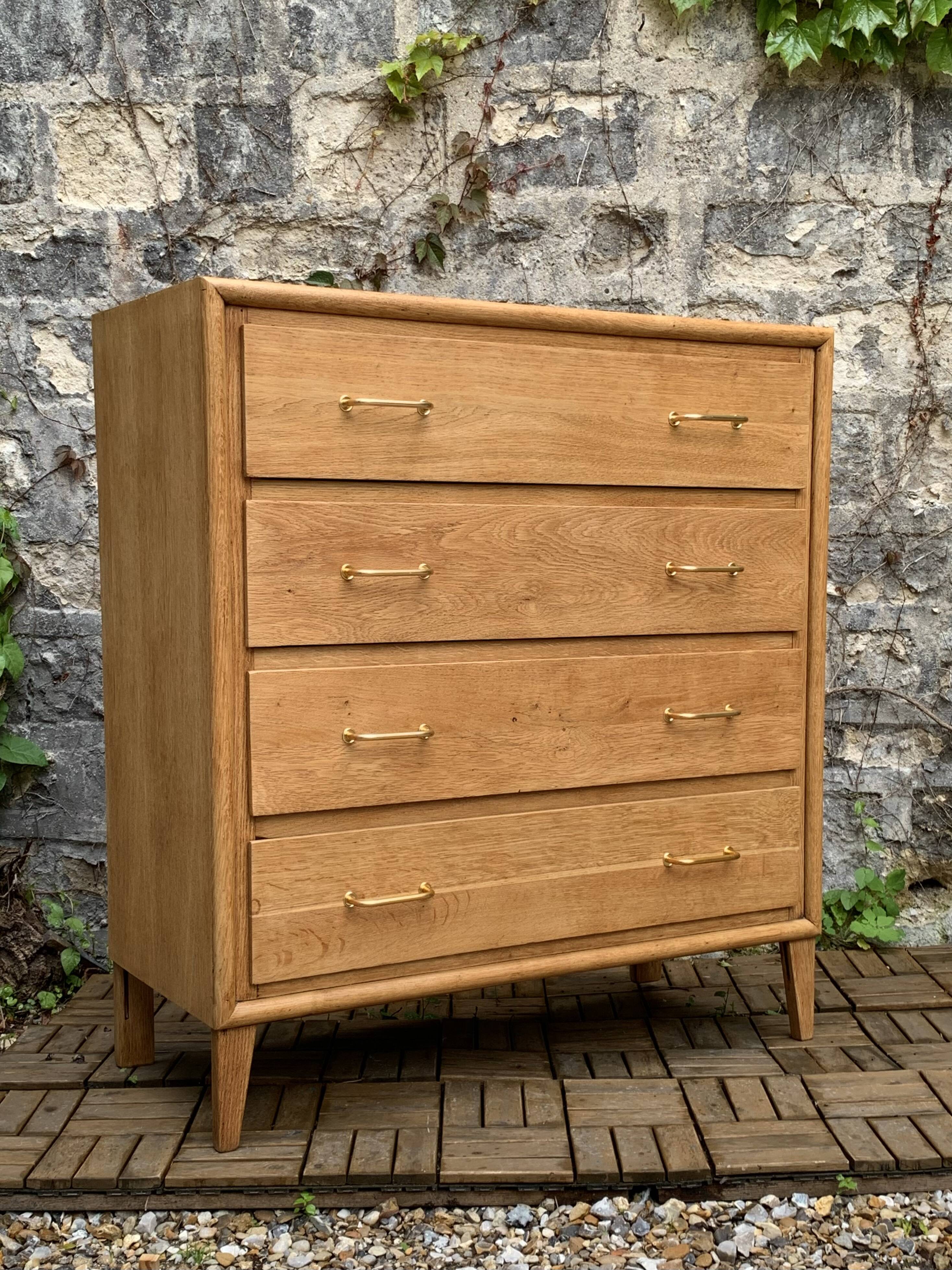 Commode pieds compas et chêne brut massif  1960