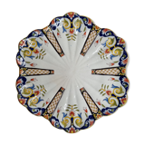 Old dish in polychrome earthenware from Desvres decorated from Rouen, signed, 34 cm
