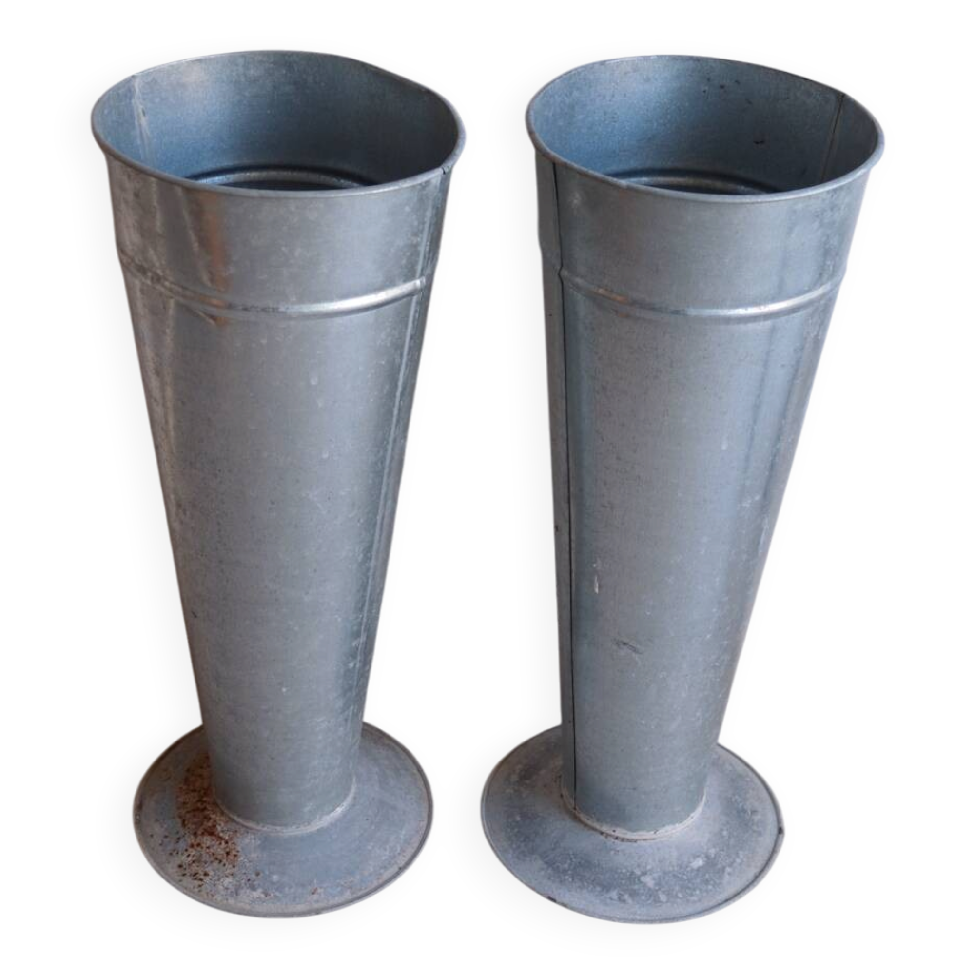 Pair of large zinc florist vases