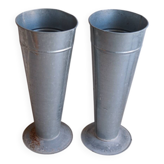 Pair of large zinc florist vases