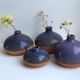 Lot de 4 petits vases en grès vernissés violets années 70