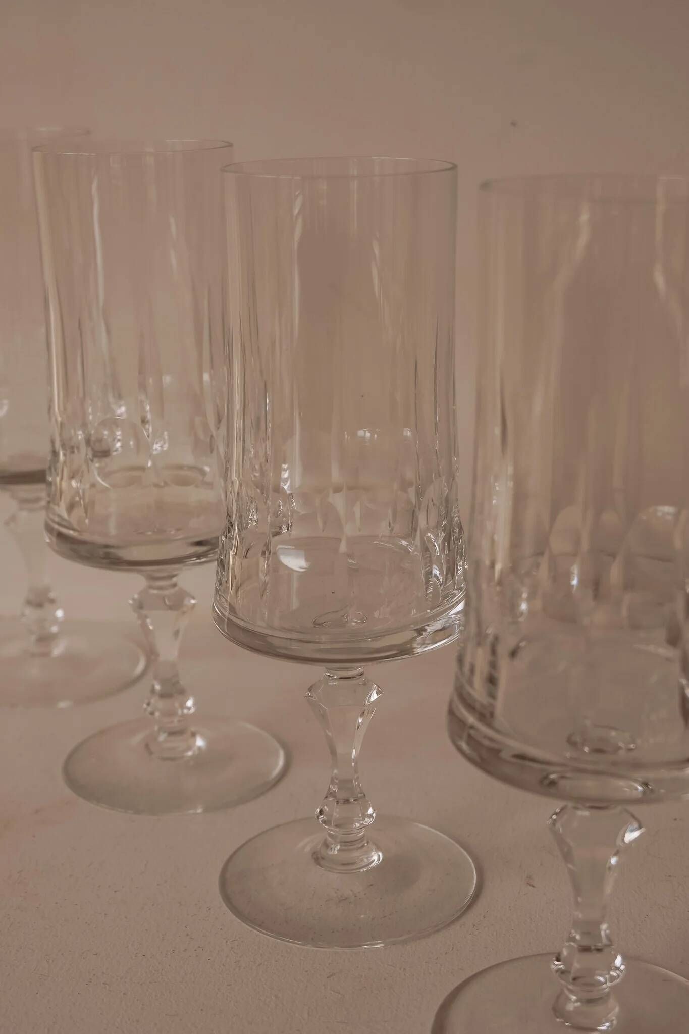 Crystal champagne glasses from France, set of 4