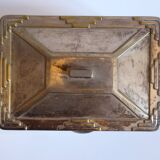 Art Deco vintage glass and silver metal cookie box