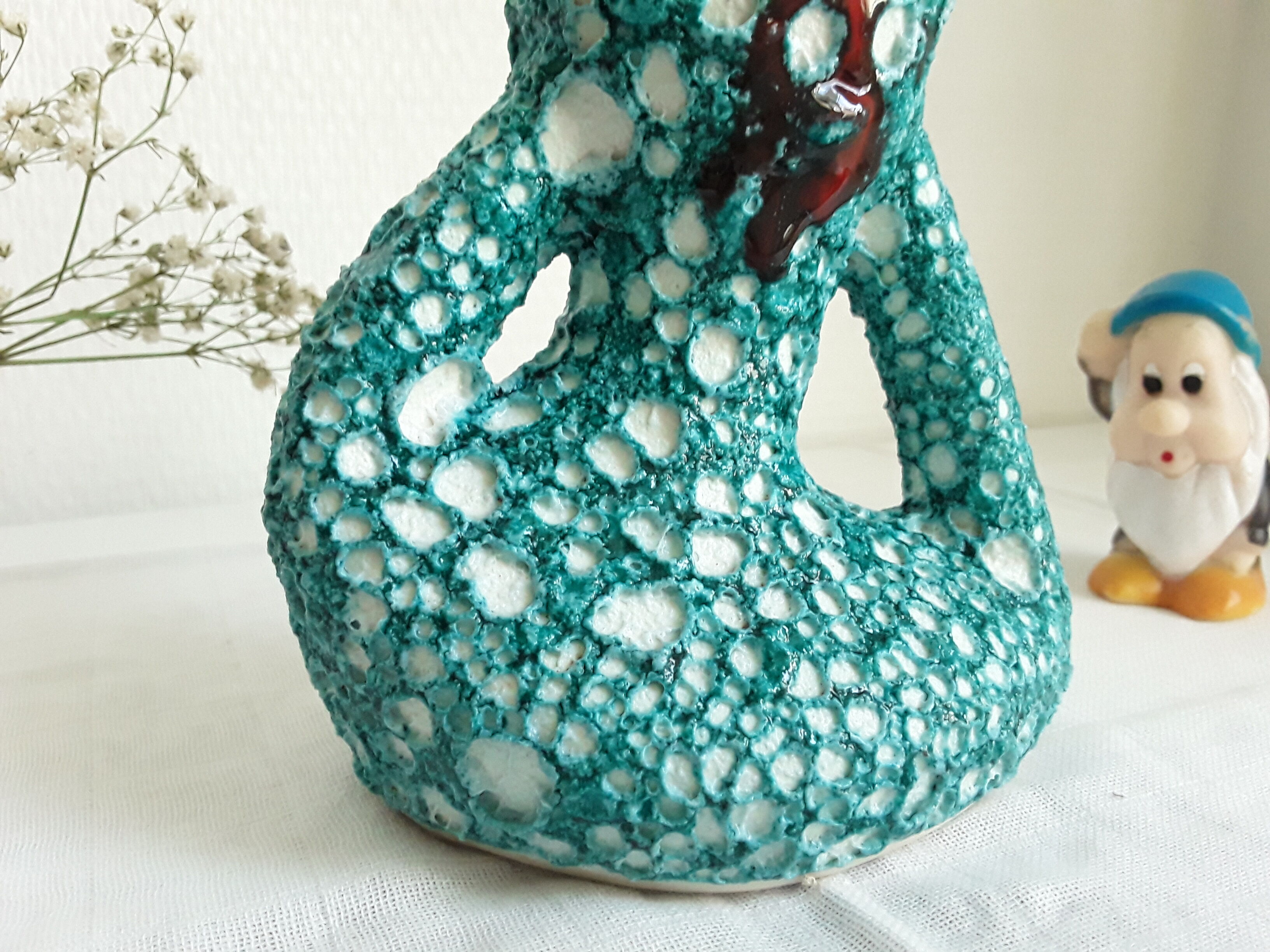 Vintage vase fat lava blue-green