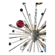 Transparent and red “star” chandelier in sputnik murano glass