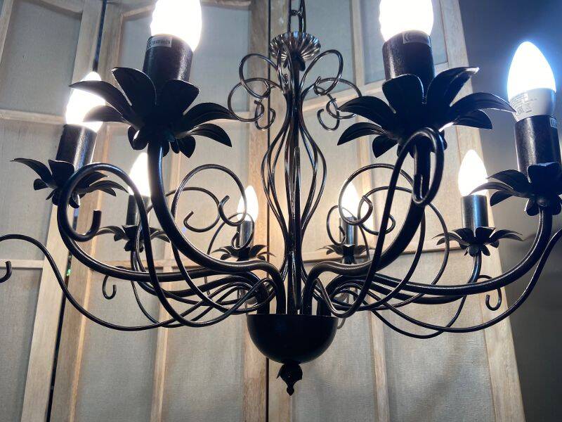 Old large chandelier ceiling light wrought iron popular art deco retro antique france