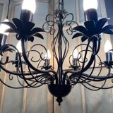 Old large chandelier ceiling light wrought iron popular art deco retro antique france